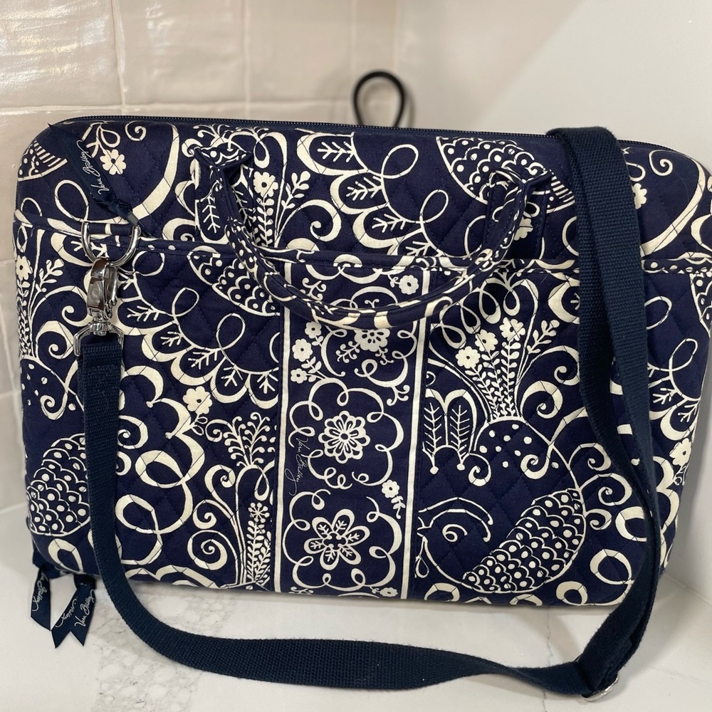 Vera Bradley, navy blue laptop briefcase.